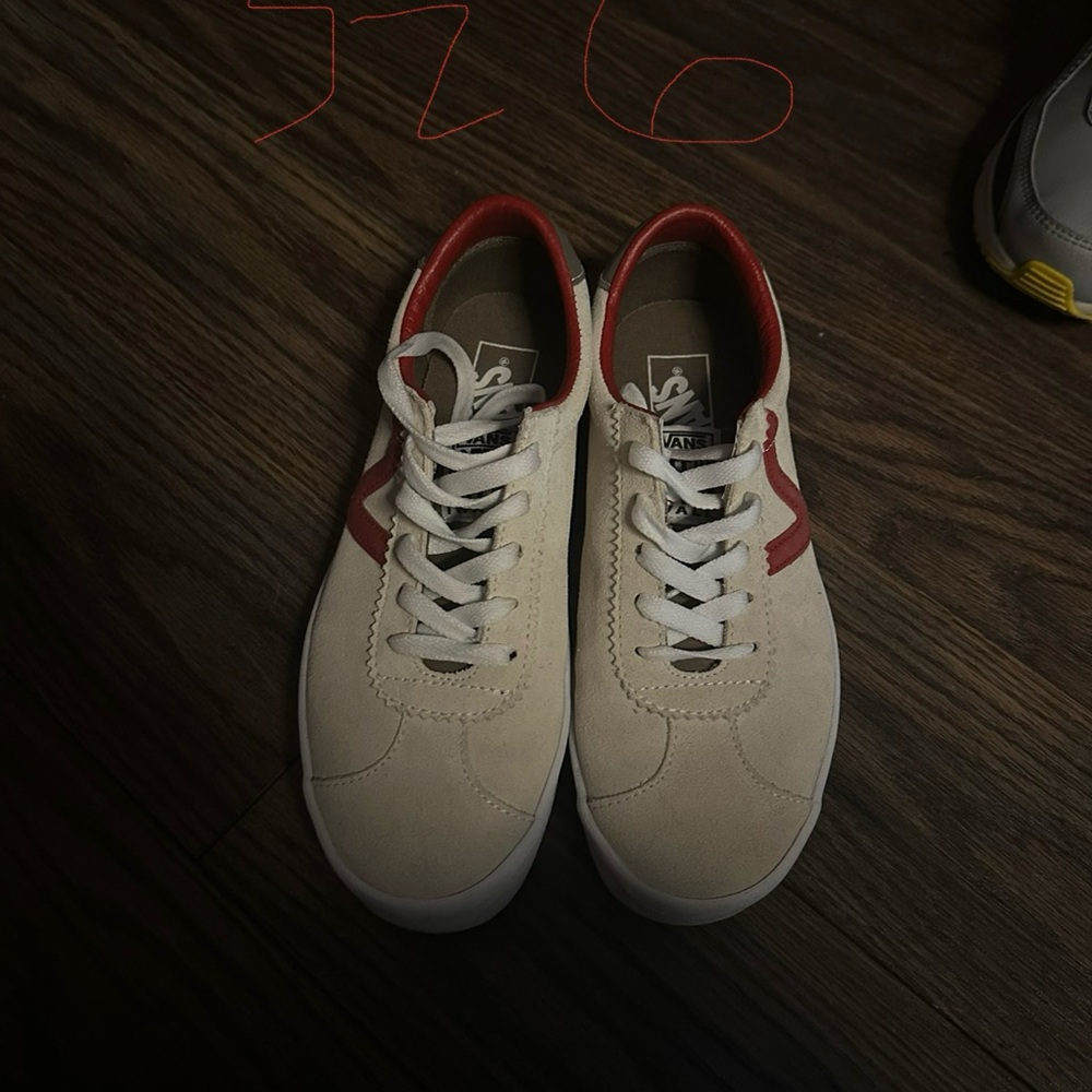 Vans Cream and Red Sneakers Minimalist Design